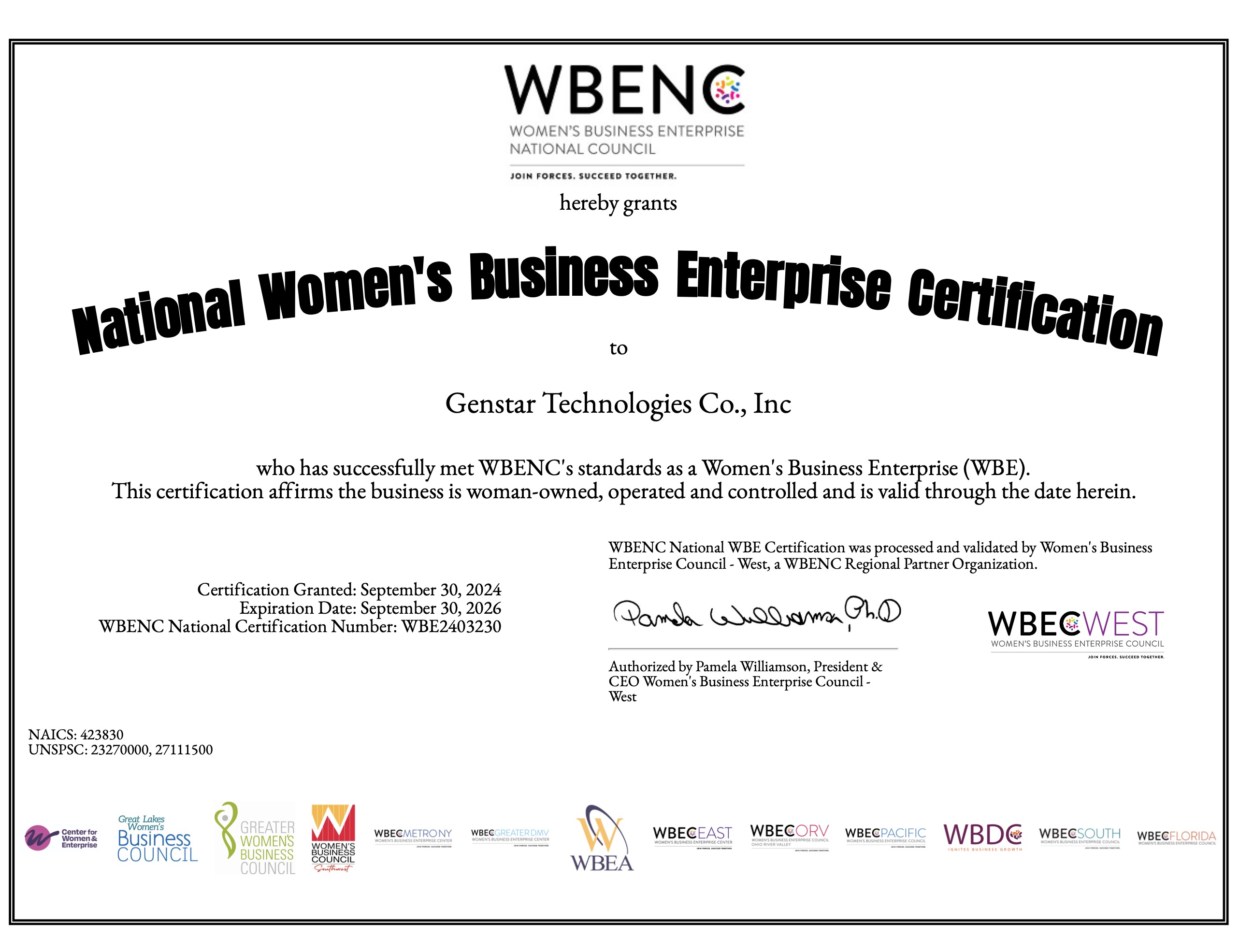 WBE Certificate