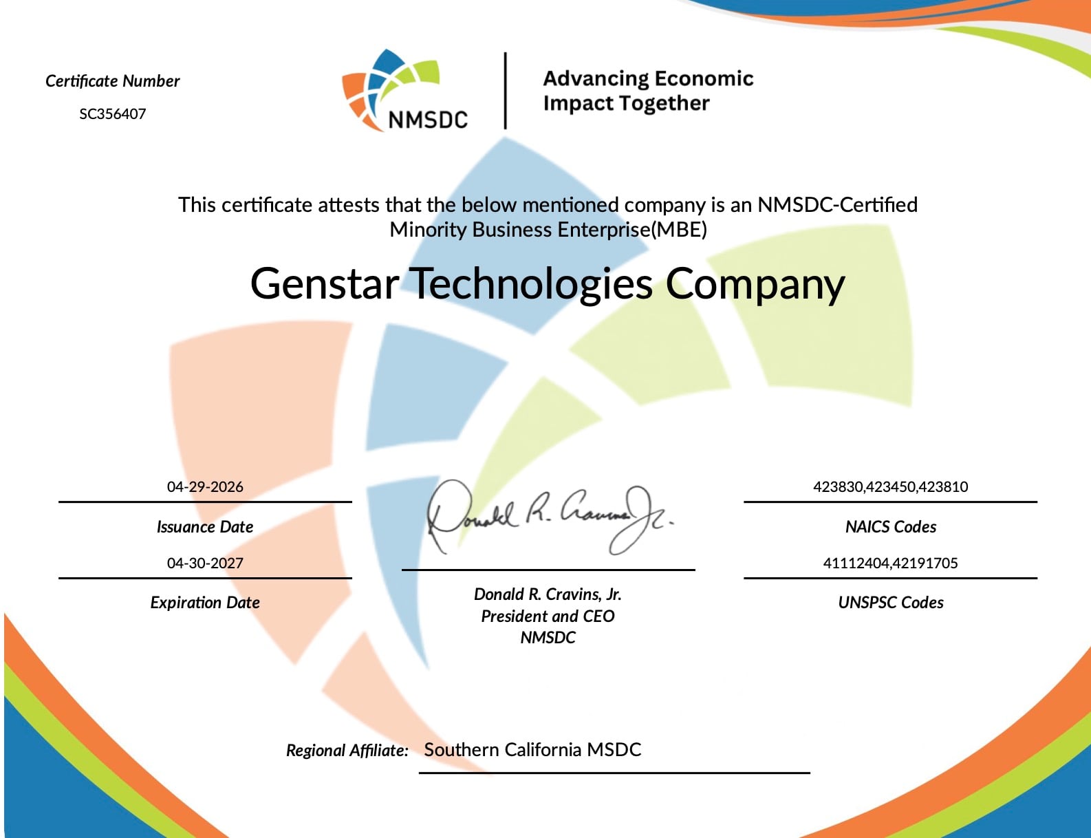 NMSDC Certificate