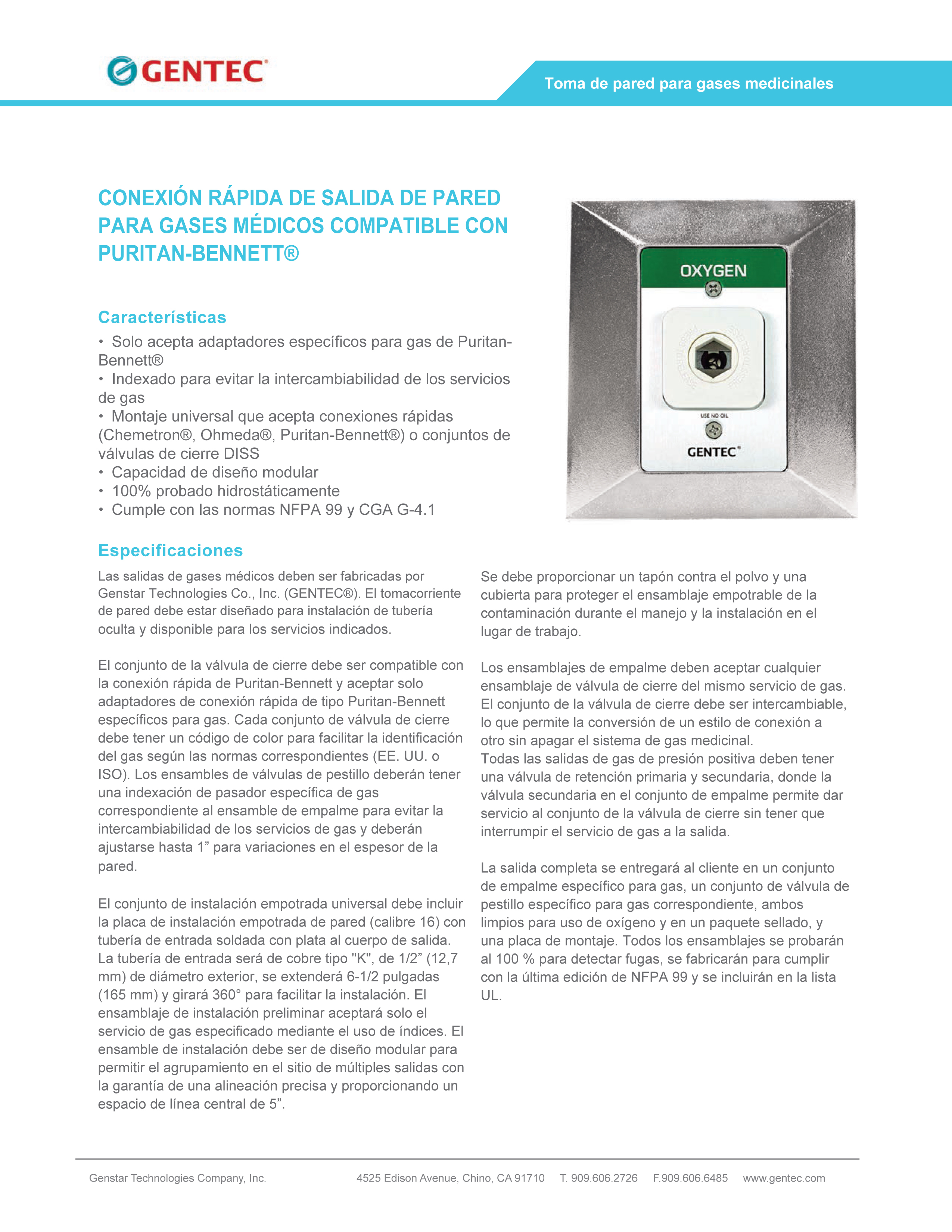 CONEXIÓN RÁPIDA DE SALIDA DE PARED PARA GASES MÉDICOS COMPATIBLE CON PURITAN-BENNETT.pdf